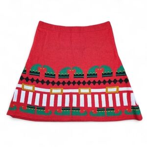 Derek Heart Elf Costume Knit Christmas Skirt Red Green Striped Women’s Small